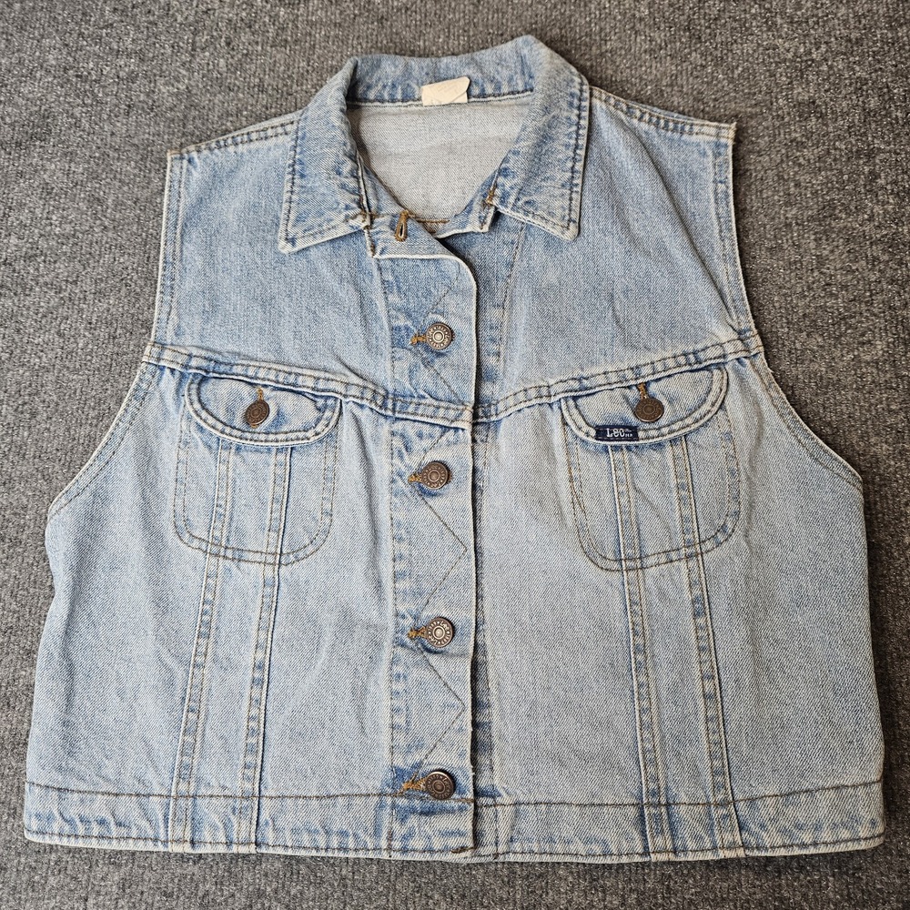 Vintage Lee Women's Denim Vest Coastal Cowgirl Western Size Large Blue USA